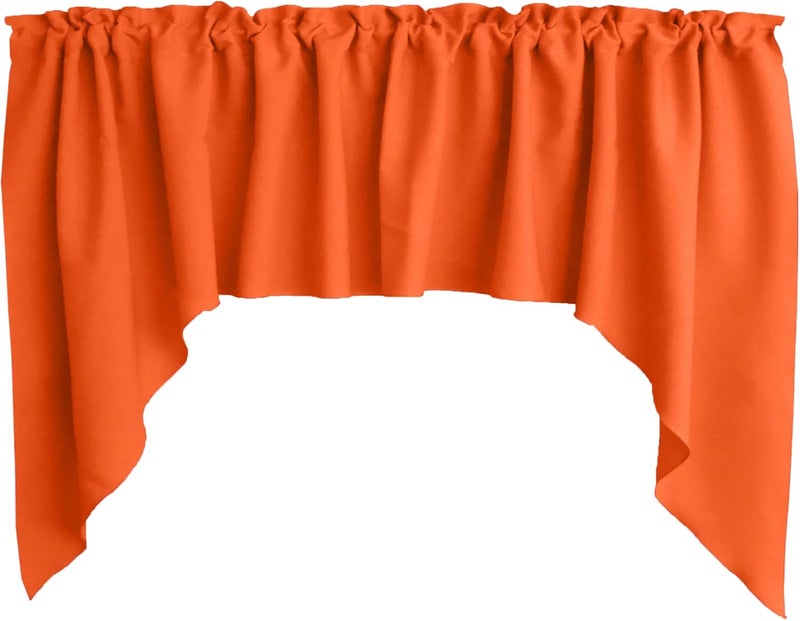 Zen Creative Designs Solid Poplin Swag Window Valance Home Décor Bedroom Nursery Kitchen Window (Orange) - Image 1